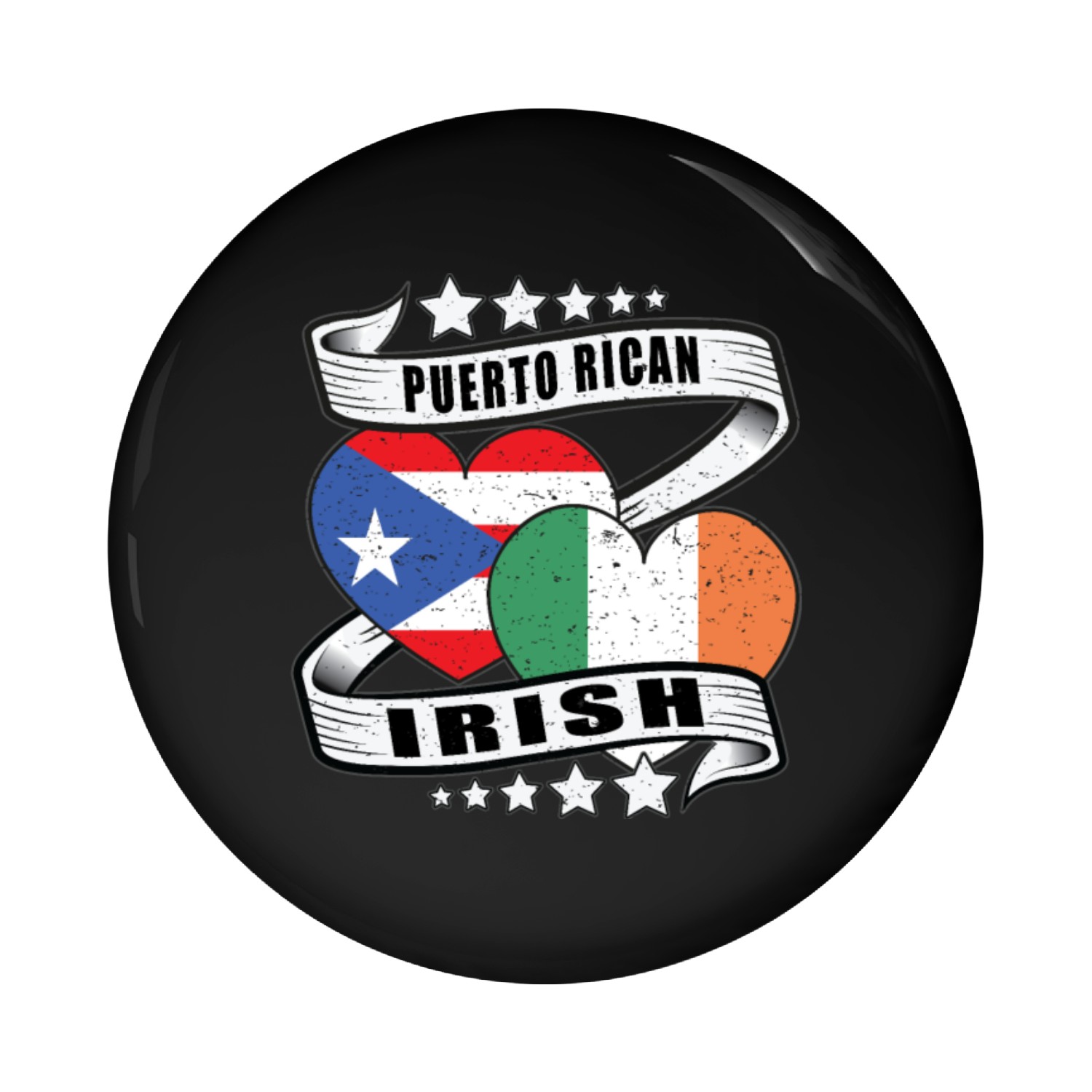Half Irish Half Puerto rican flag Pin Buttons