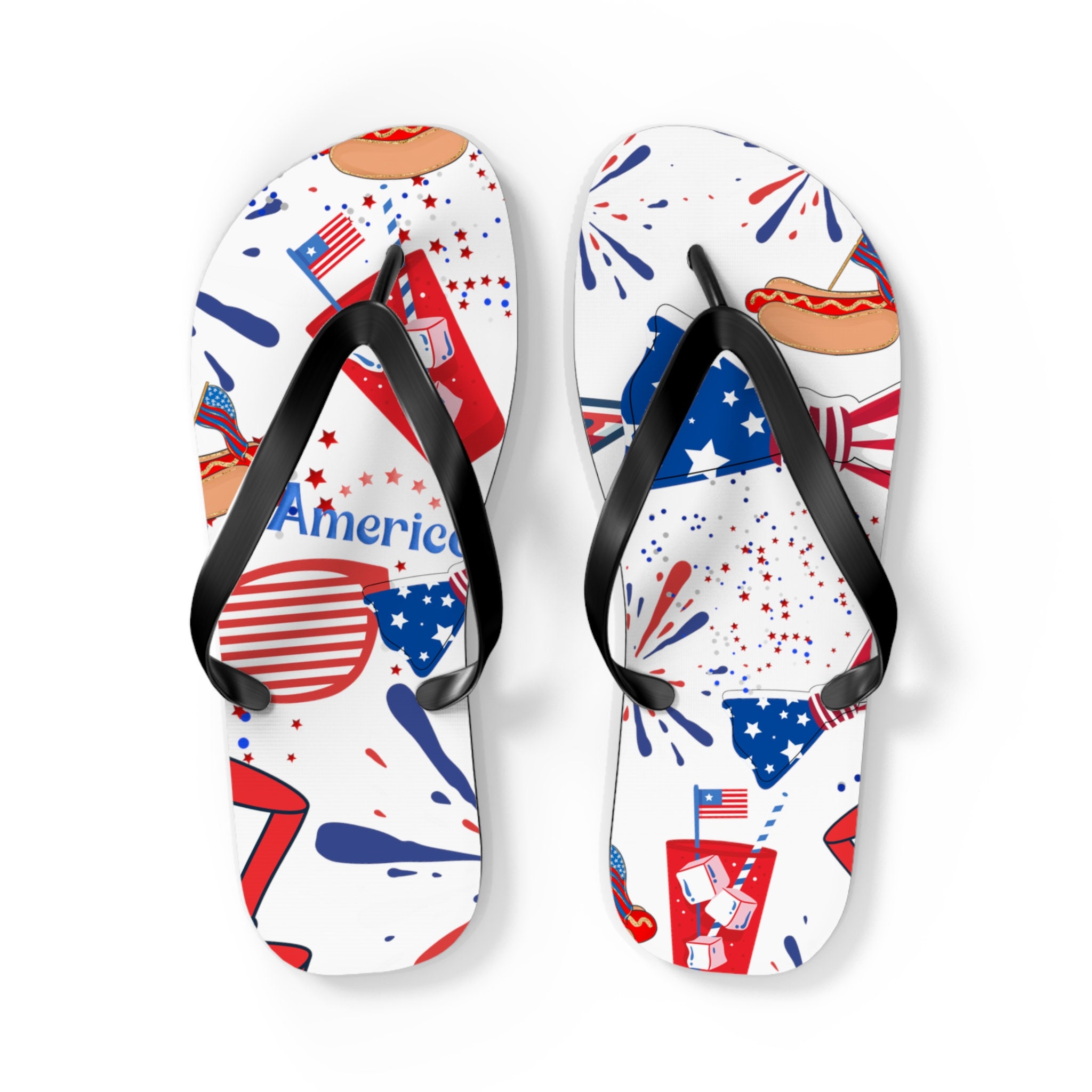 Cali Style Flip Flops pastel color flip flops, flowers flops, summer sandals, thong, summer slippers, America flip flops, 4th of july