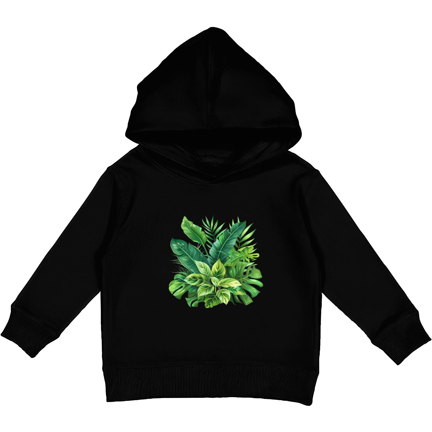 Verdant Haven: Tropical Leaf Ensemble Kids Pullover Hoodies