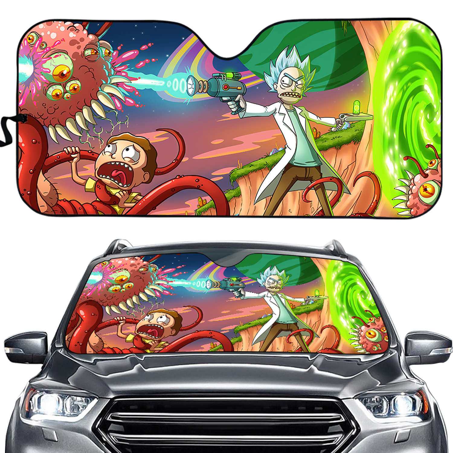 Rick And Rickandmorty Car Sun Shade