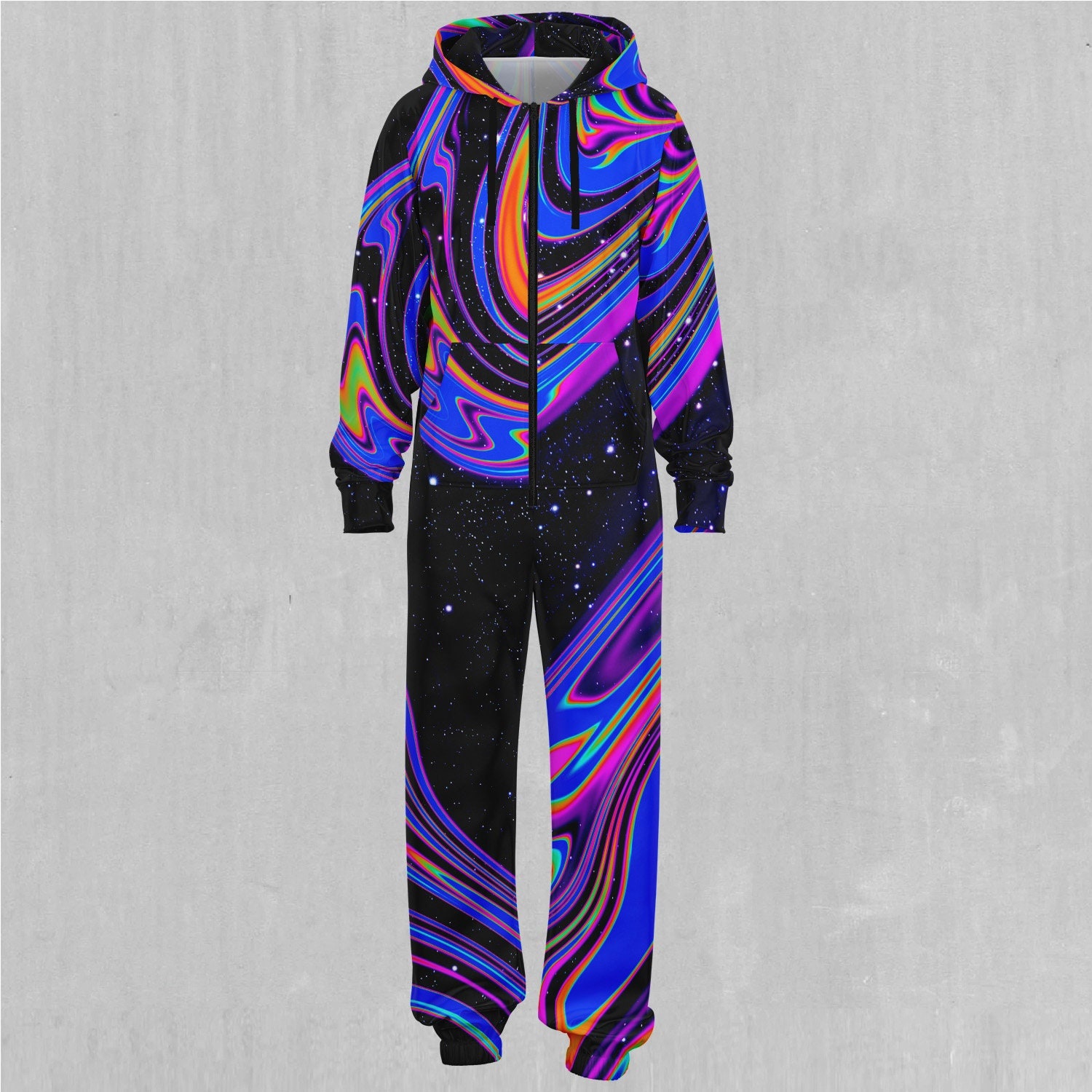 Chromatic Cosmos Outer Space Galaxy Adult Zip Up Jumpsuit Pajamas