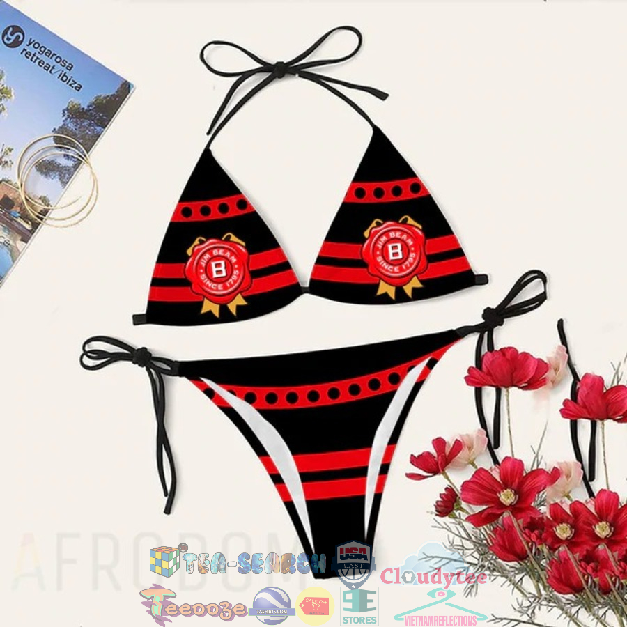 Jim Beam Whiskey Red Stripe Bikini Set Swimsuit Jumpsuit Beach