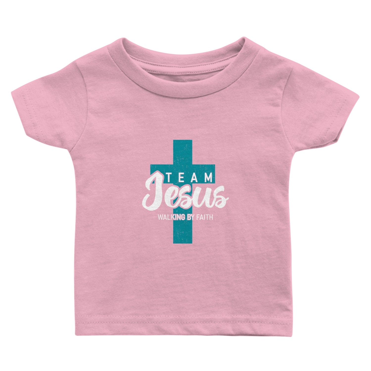 Team Jesus Walking By Faith Inspirational Design Baby T Shirts