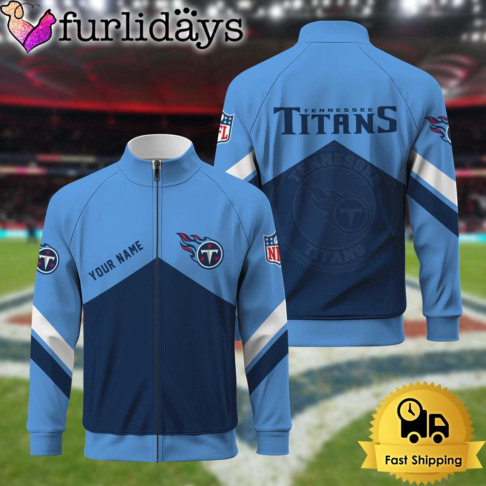 Tennesseee Titans Logo Custom Standing Neck Zipper Jacket