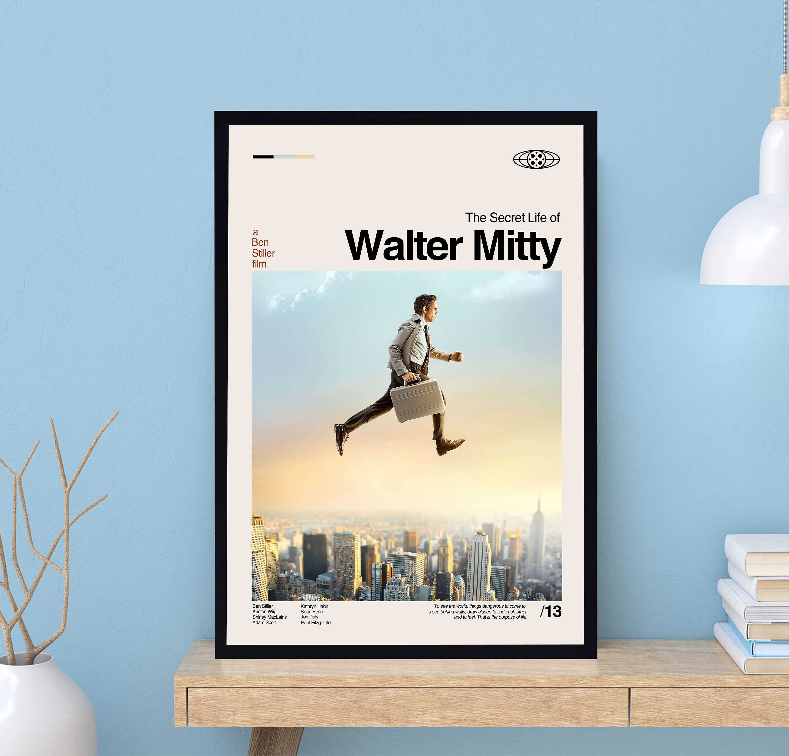 The Secret Life Of Walter Mitty Posters Poster, Ben Stiller, Midcentury Art, Minimalist Art, Movie Poster, Vintage Poster, Wall Decor