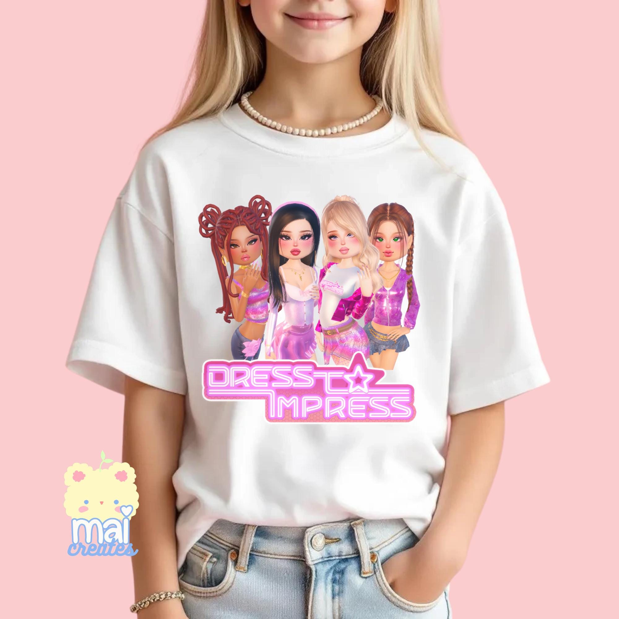 Roblox | Dress To Impress Girl Youth T-Shirt Birthday Party Gift | DTI Gamer Girl Matching