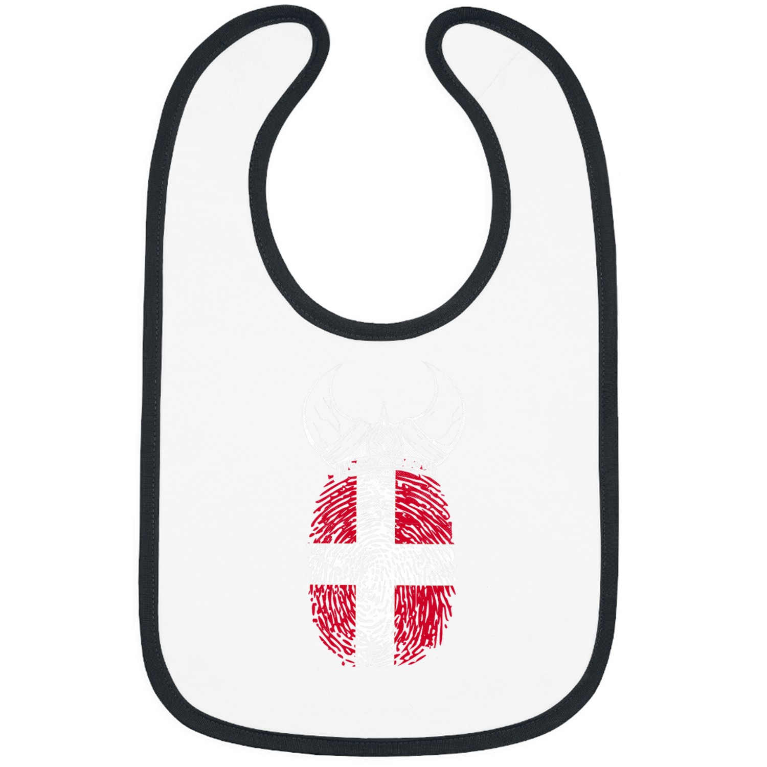 Danish Flag Viking Helmet Fingerprint Design Bibs