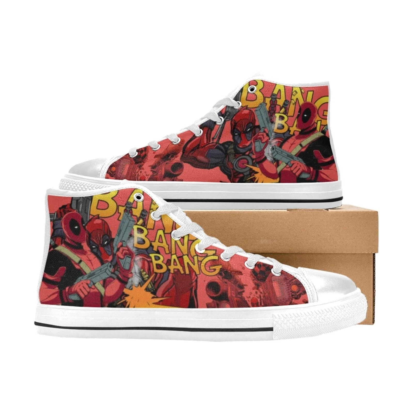 Deadpool Bang Bang High Top Shoes Sneakers, Birthday Gift for Him Her