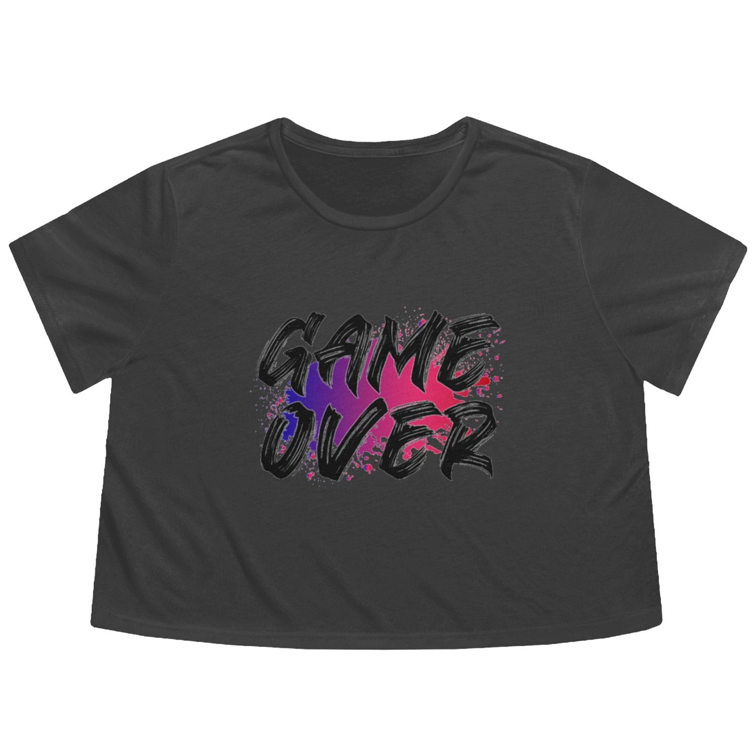 Game Over For Light Flowy Cropped Tees