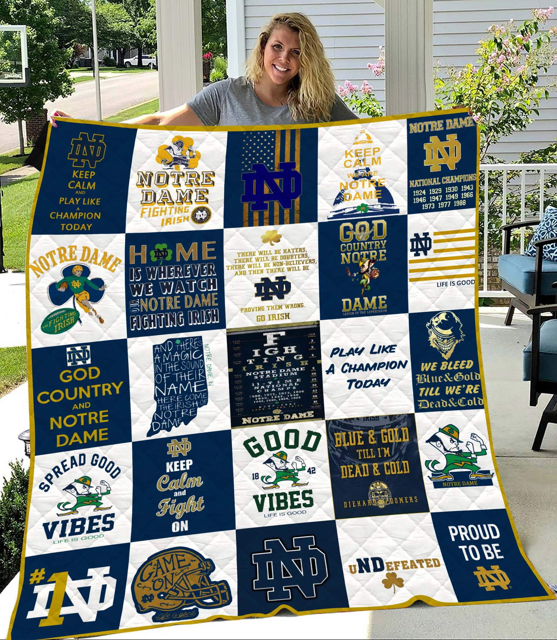 ND Fighting Irish Quilt, Bedding Decor