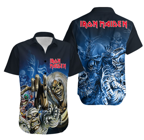 Hawaiian Iron Maiden Button-Up Shirt Eddie Print Heavy Band