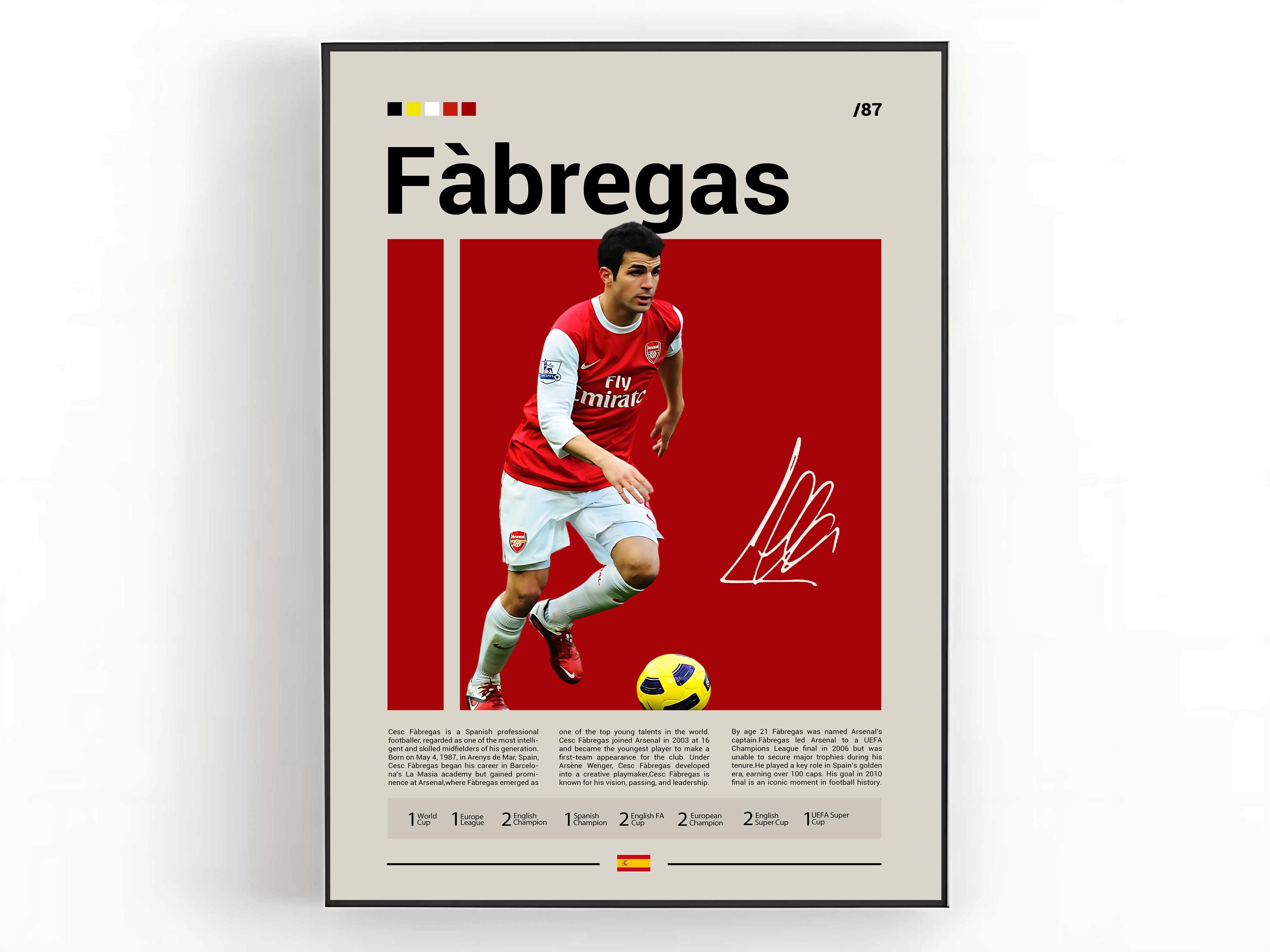 Cesc Fbregas Poster, Arsenal FC Wall Art, Fbregas Soccer Print, Arsenal Legend Decor, Premier League Poster, Football Fan Gift