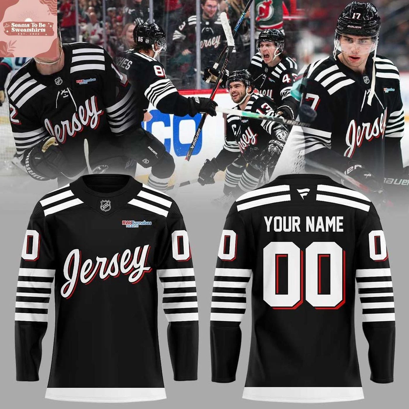 Personalized New Jer.sey Devils Black Third Alternate Premier Hockey Shirt Men's