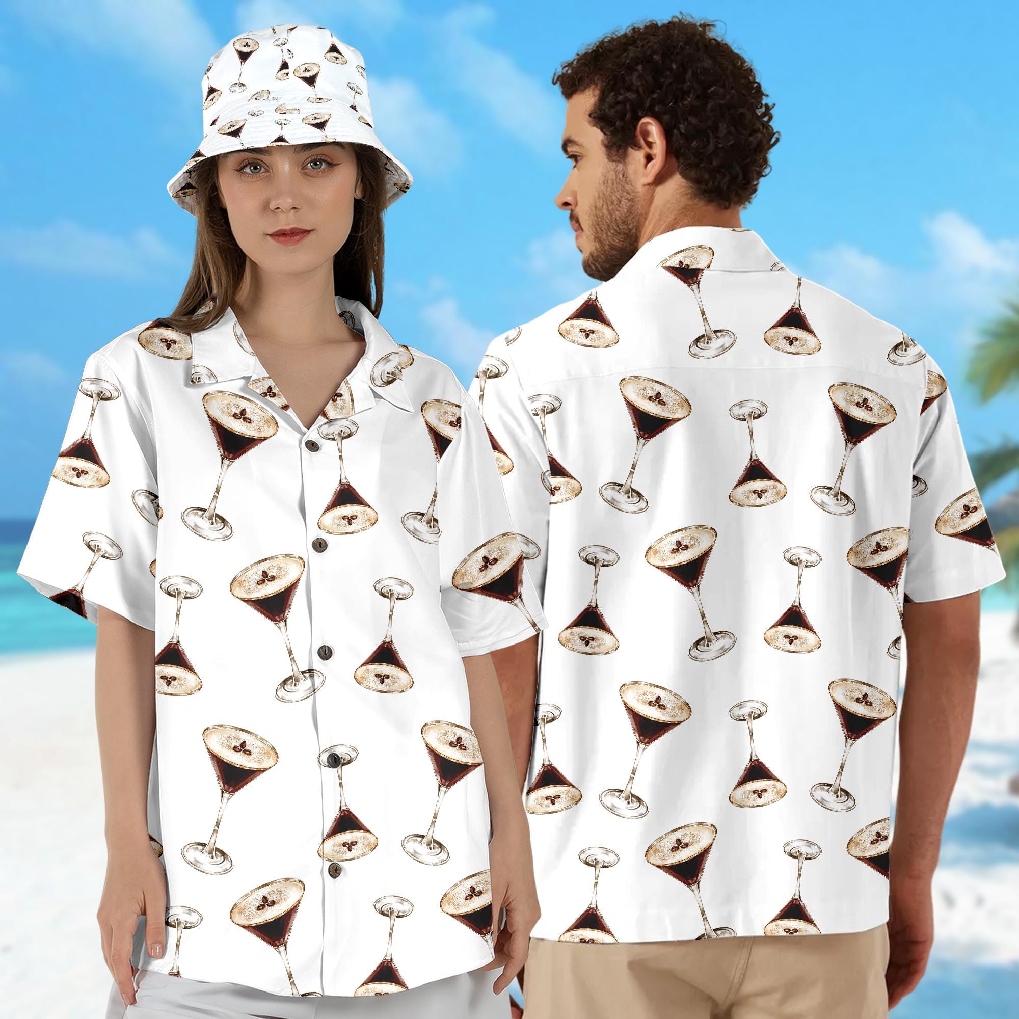 Espresso Martini Hawaii Shirt, Espresso Martini Hawaiian Shirt, Espresso Martini Holiday Party Shirt, Drinking Button Up Shirt