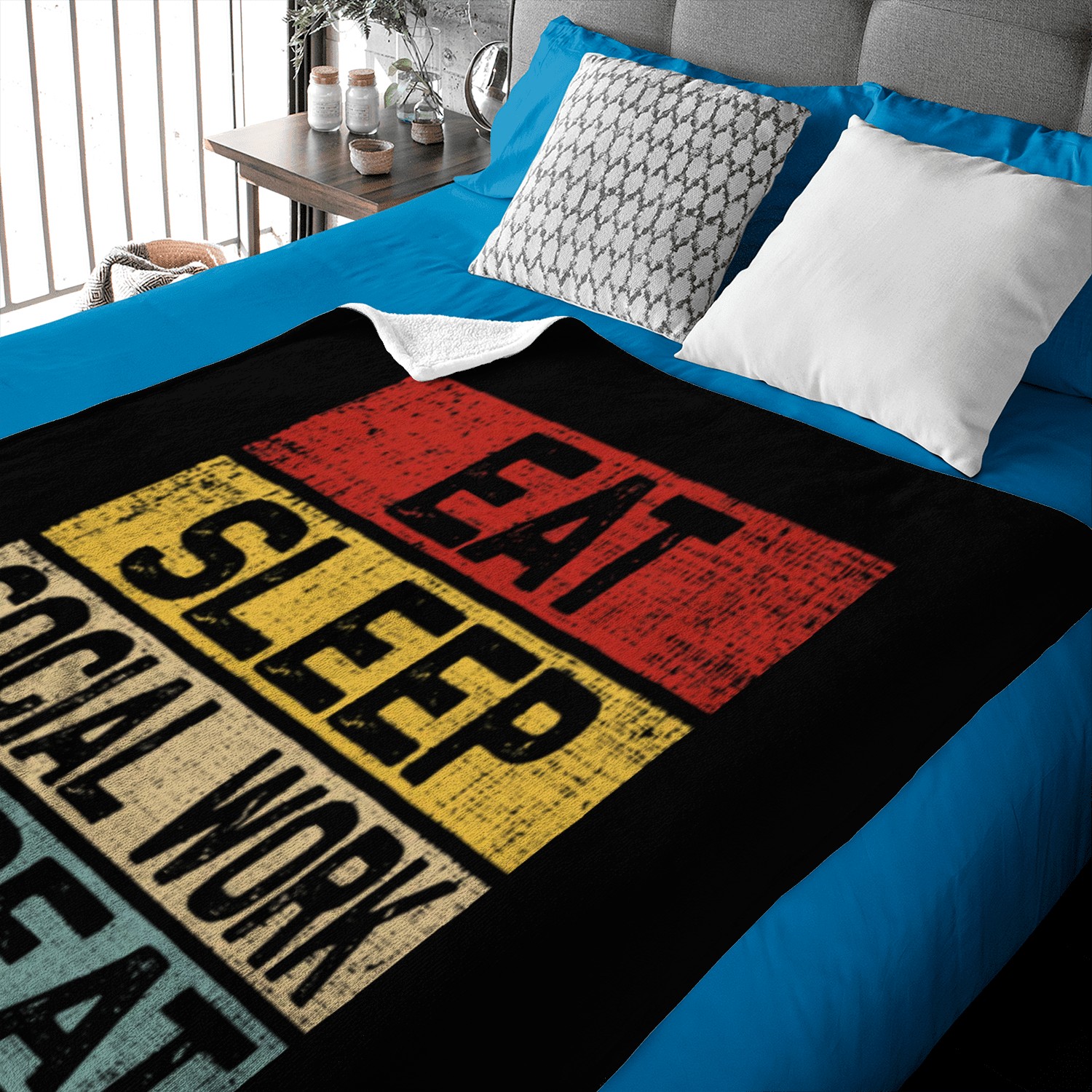 Eat Sleep Social Work Repeat Retro Vintage Social Baby Blankets