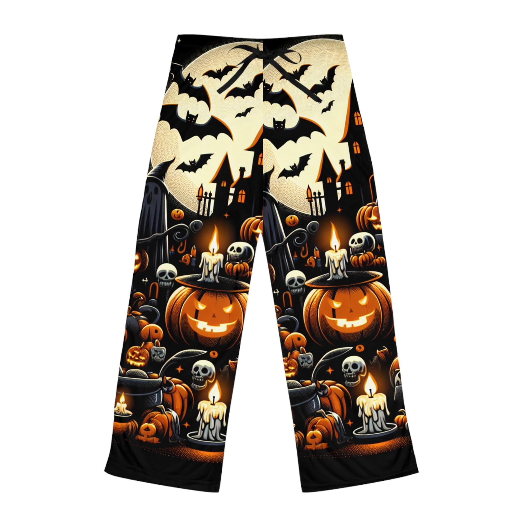 Cozy Halloween Women's Pajama Pants - Black Cat Print, Fall Lounge Wear, Spooky Sleepwear, Trick or Treat Costume, October Night Apparel