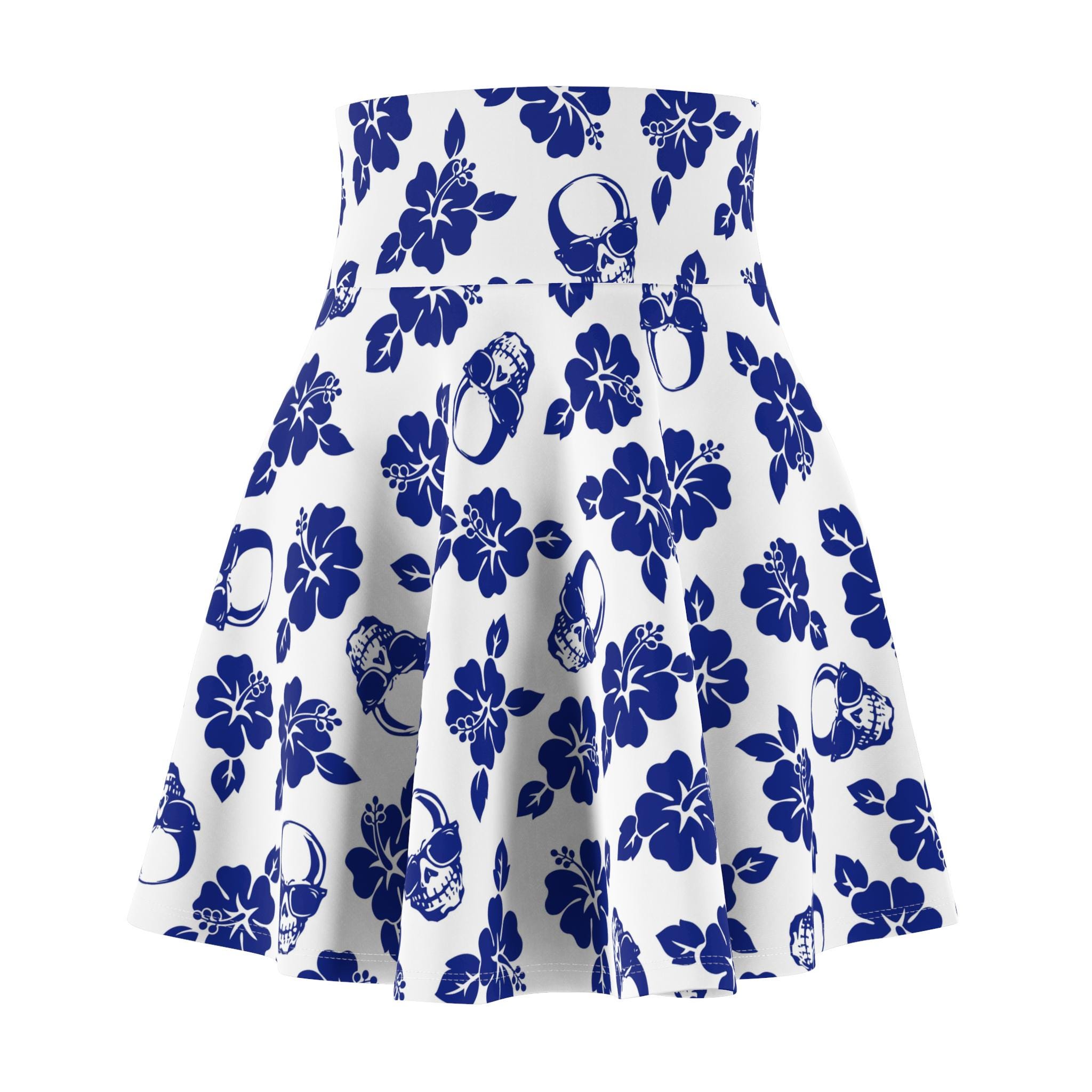 Floral Skull Skater Skirt, Trendy Women's Skirt, Unique Party Outfit, Summer Dress Alternative, Edgy Casual Wear