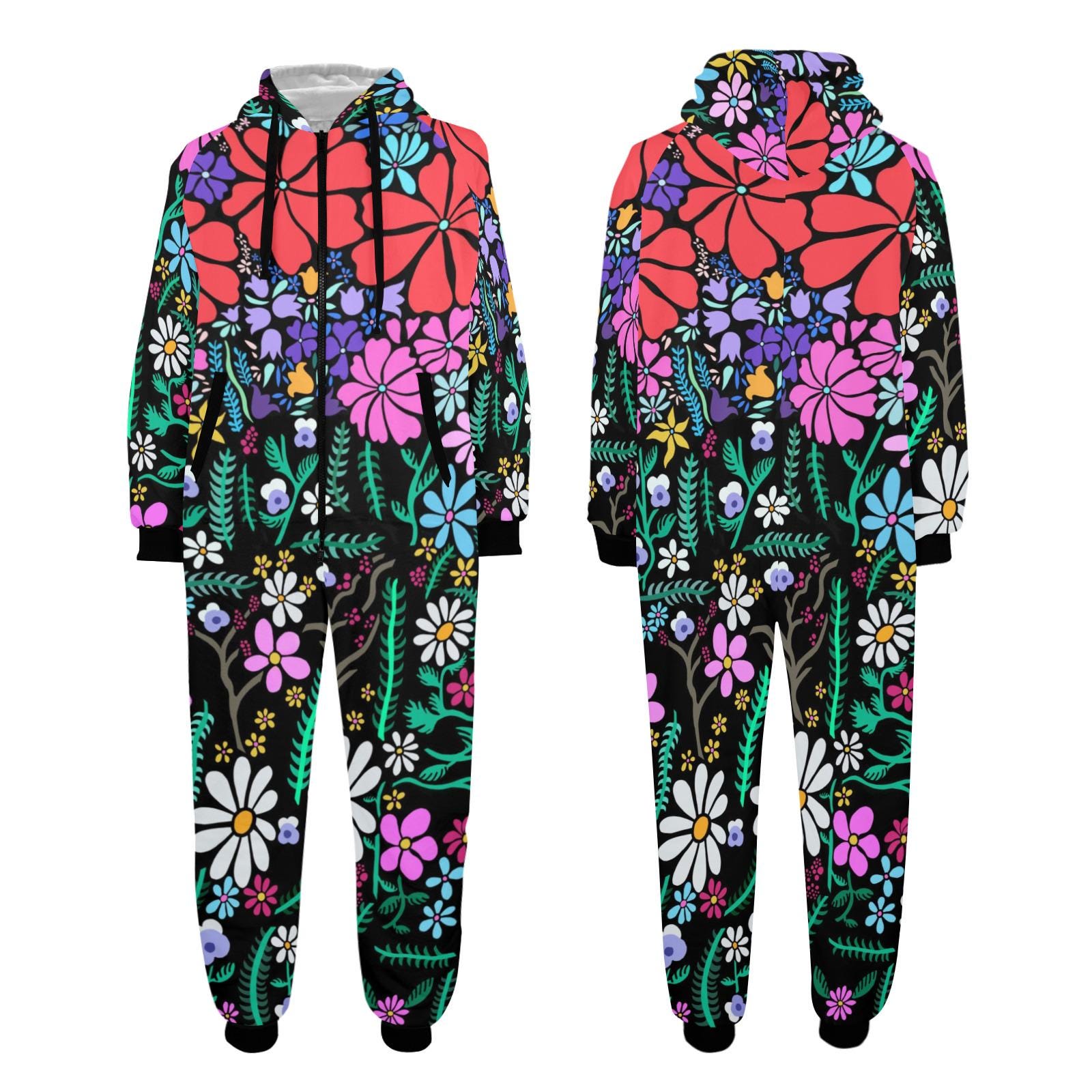 Flowers field Onesie for the family flowers Hooded Jumpsuit floral print onesie floral rompers flowers jumpsuit floral print onesie