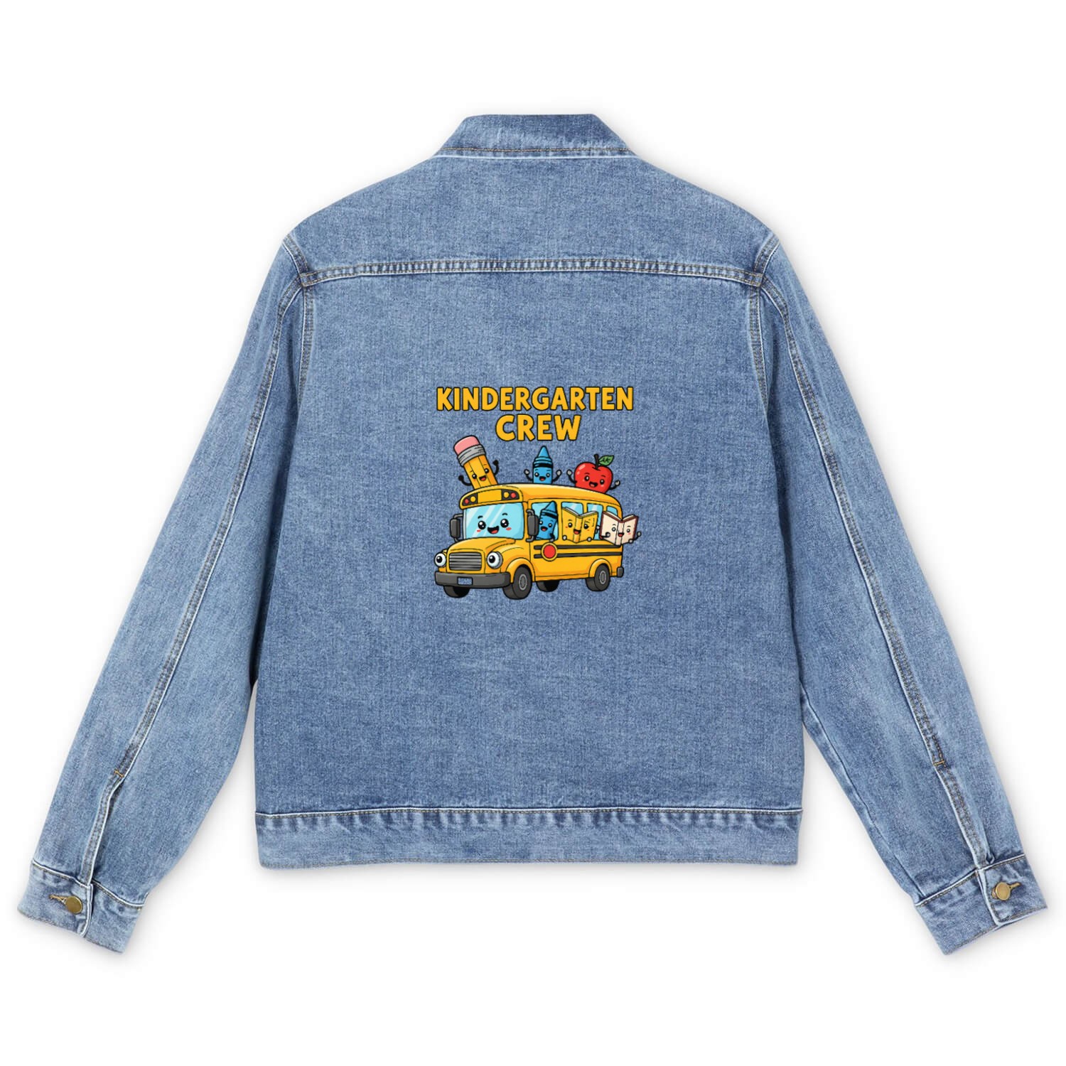 Kindergarten Crew School Bus Illustration Men's Denim Jackets
