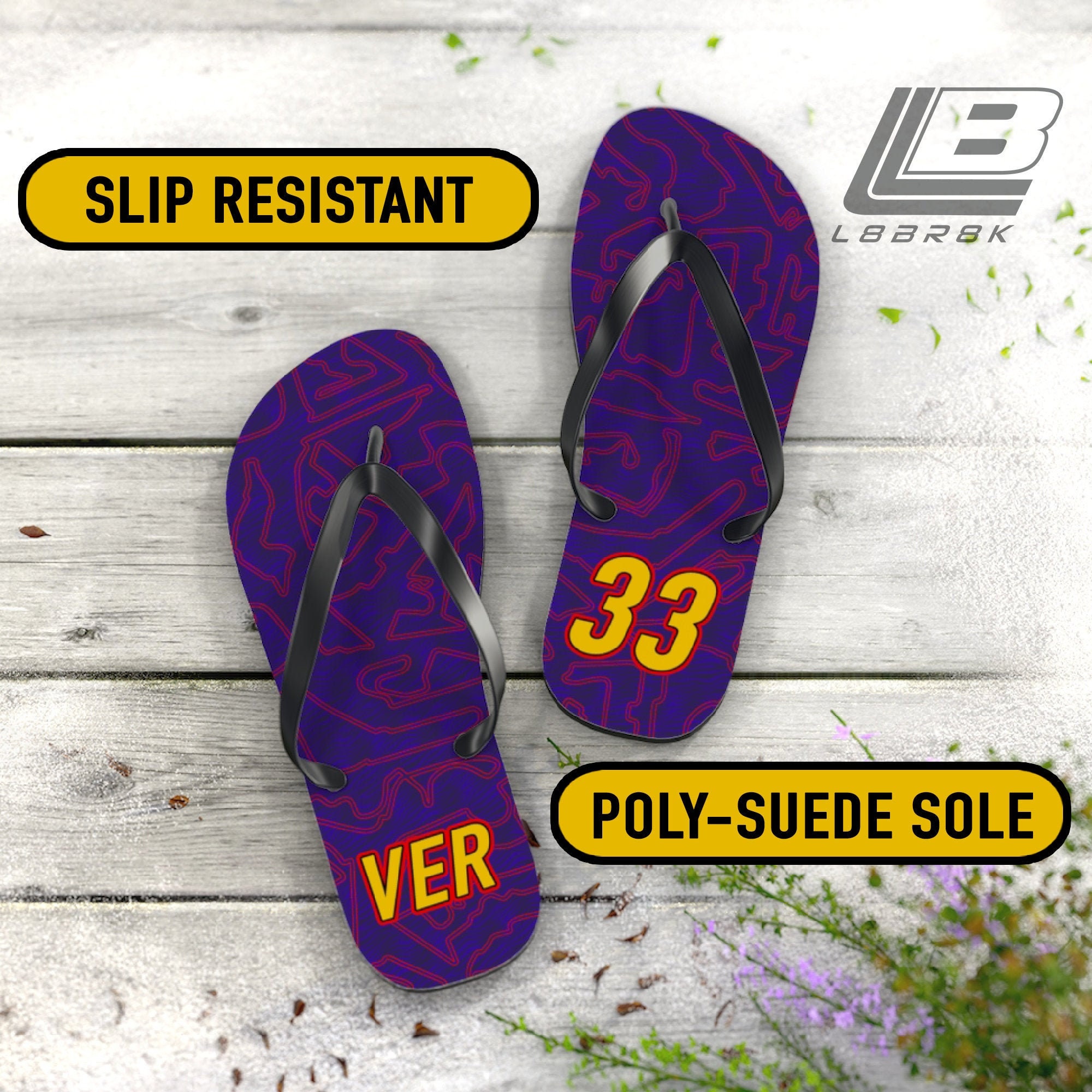 L8BR8K Max 33 Flip Flops | Slip Resistant | Poly-Suede Sole | Sandals