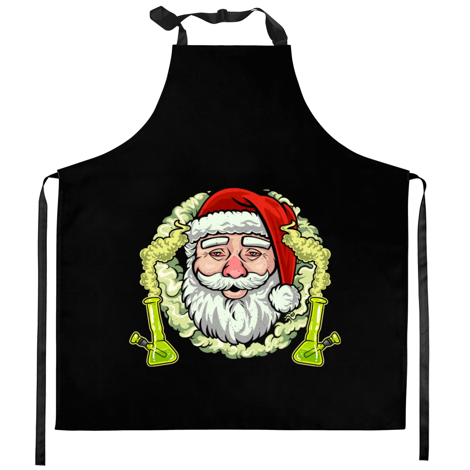 Santa Stoned with Bong - Ugly Christmas Kitchen Aprons