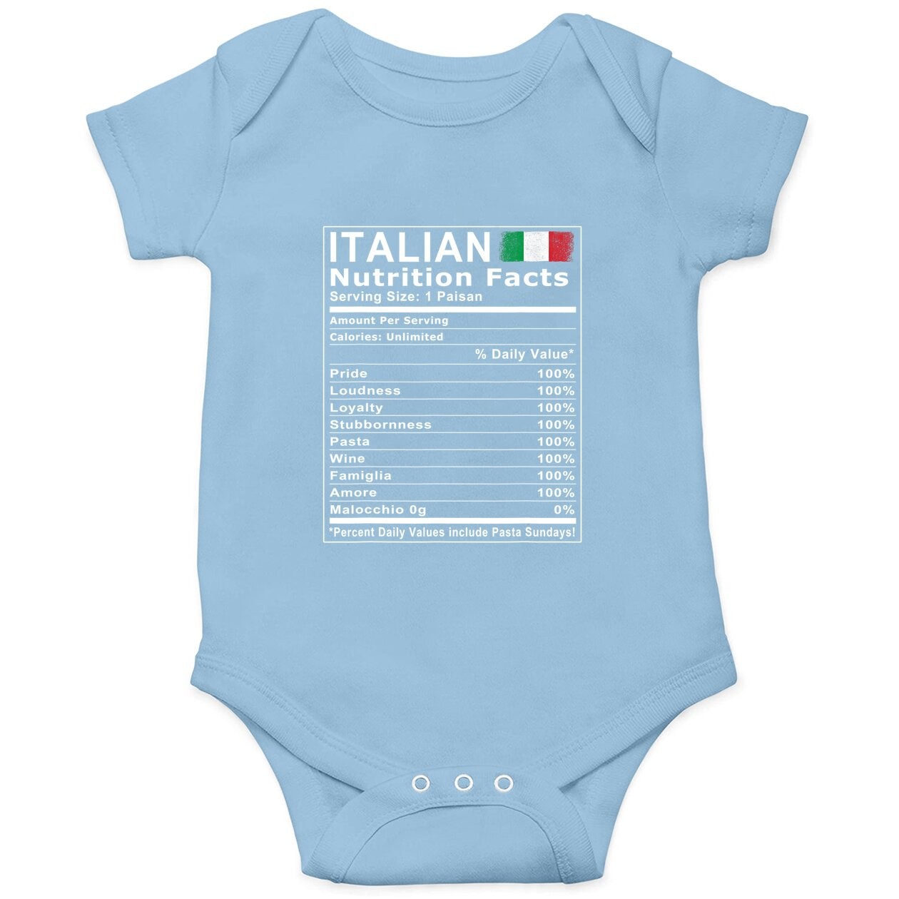 Italian Nutrition Facts Baby Bodysuit