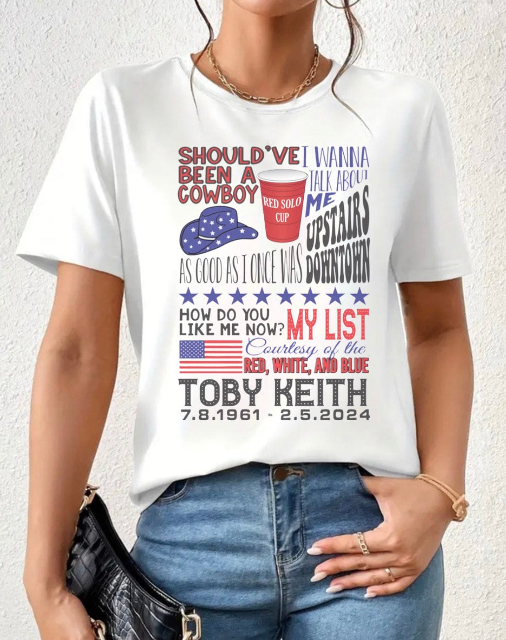 Toby Keith tee, list off songs, western shirt