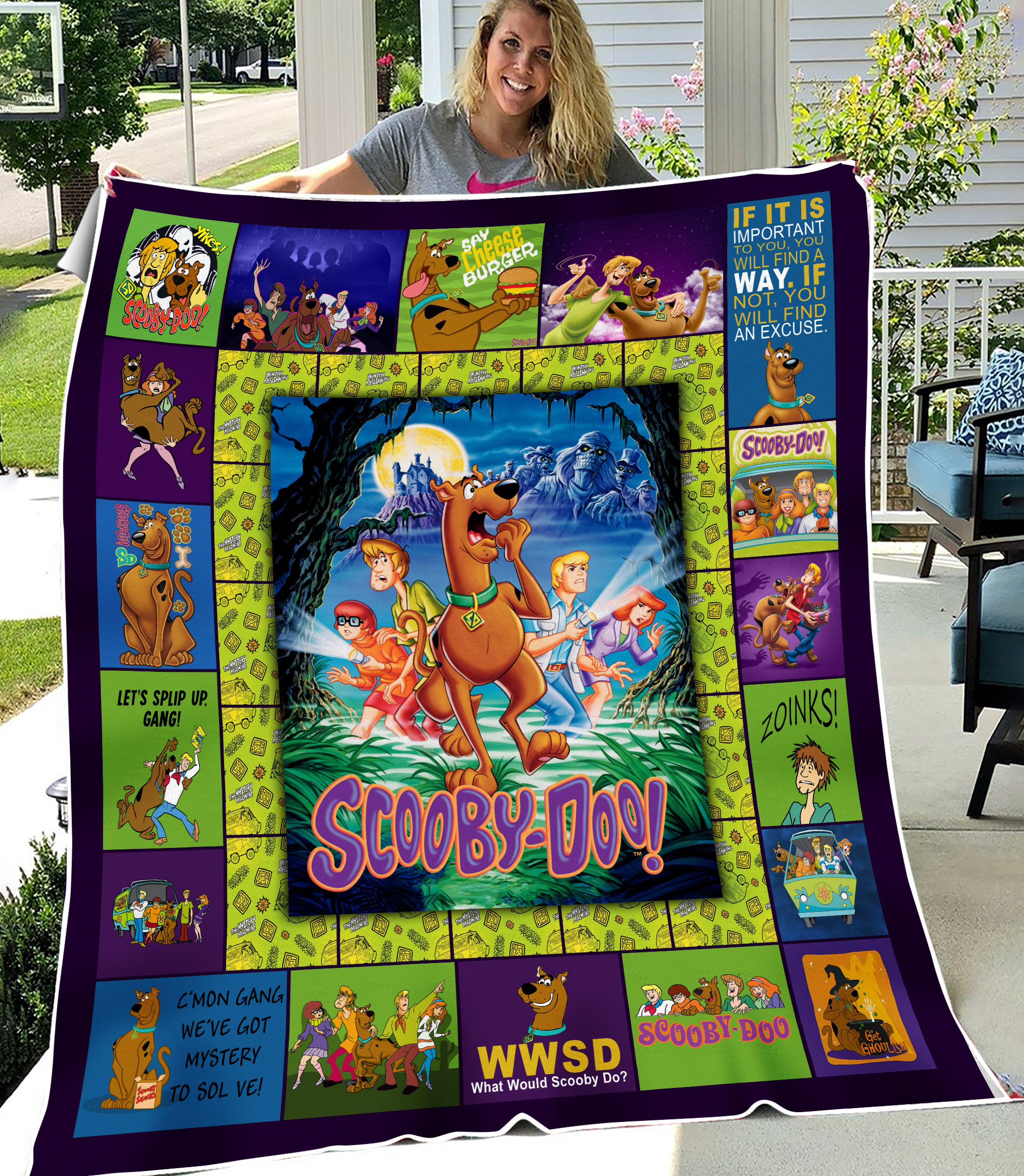 Scooby Doo Quilt Blanket, Scooby doo Vinage TV Show Gift Lover Blanket