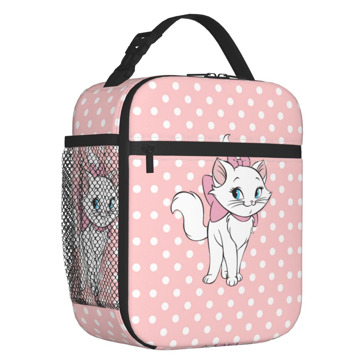 Custom Marie Dot Portable Lunch Bag, Thermal Cooler Bento Box Kids, School Children Resuable Tote Bags