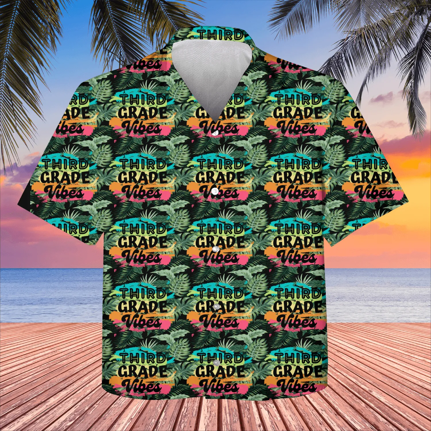 Third Grade Vibes (Bright) Kids Hawaiians