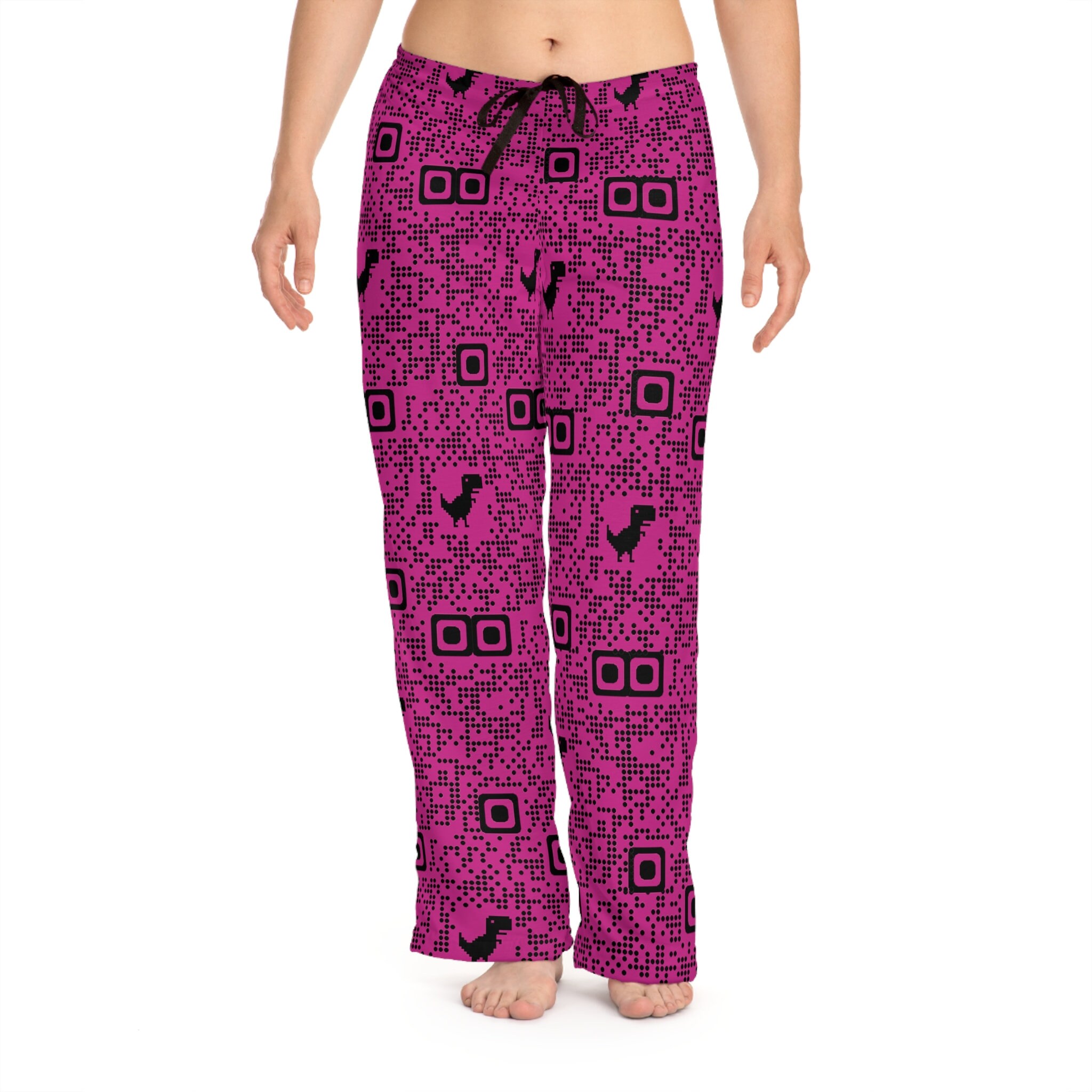 QR Code Pink Women's Pajama Pants (AOP)