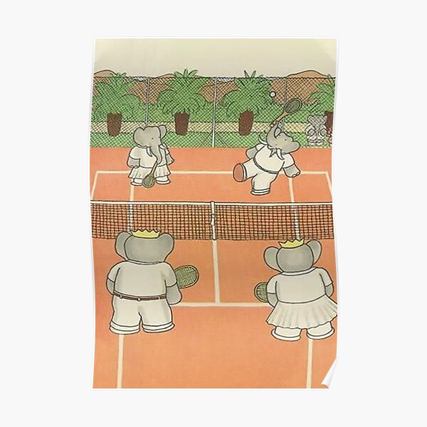 Babar the elephant playing tennis Poster bear Premium Matte Vertical Poster