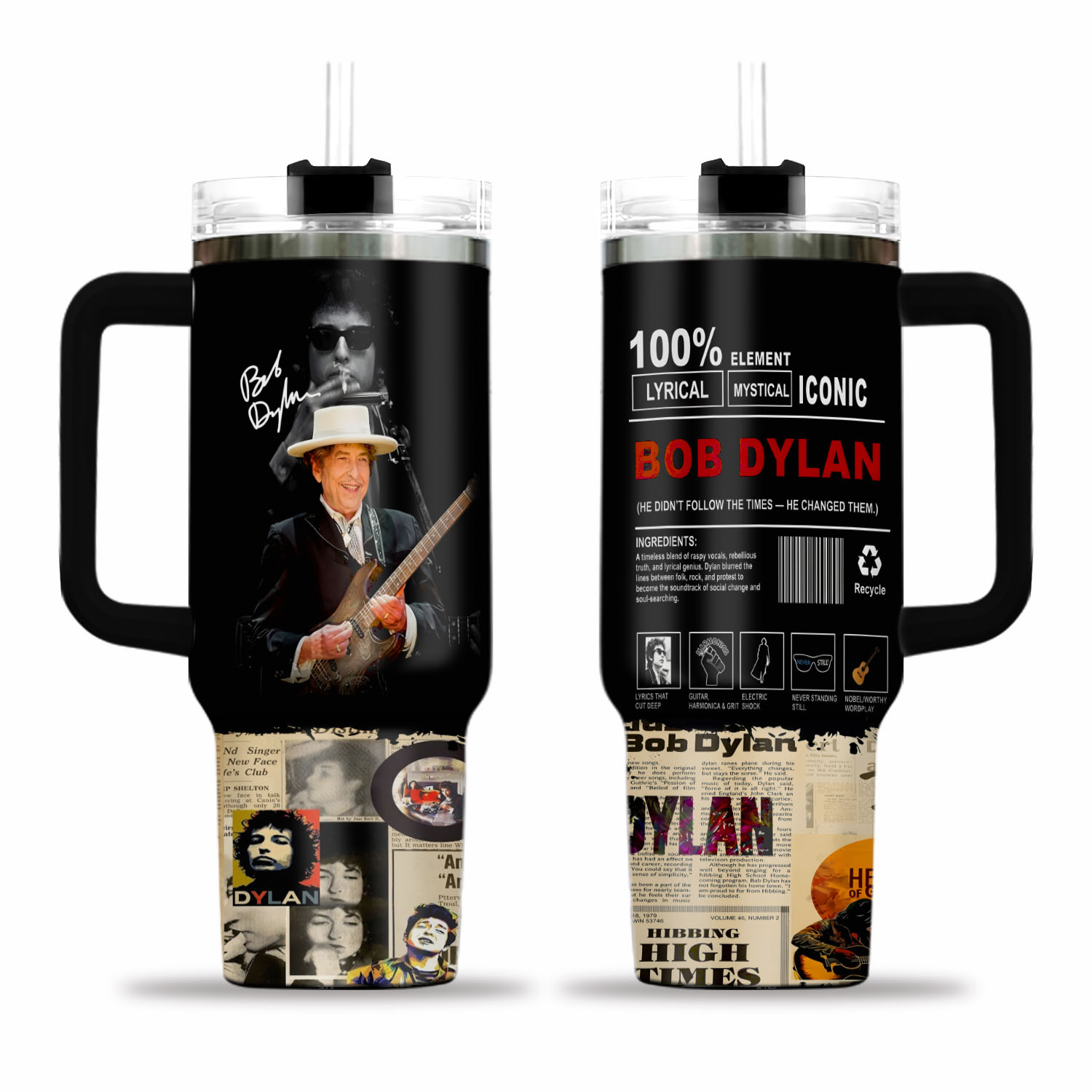 Bob Dylan Country Music Cup Tumbler With Handle