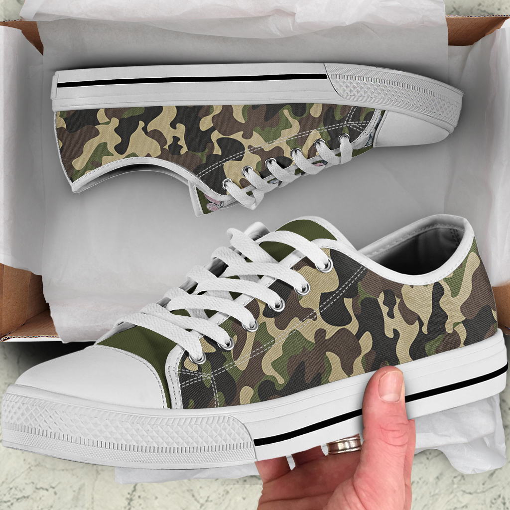 Camouflage Low Top Sneakers with Memory Foam Insoles | Women's Footwear | Stylish Canvas Footwear | Fashionable Shoes | Casual Footwear
