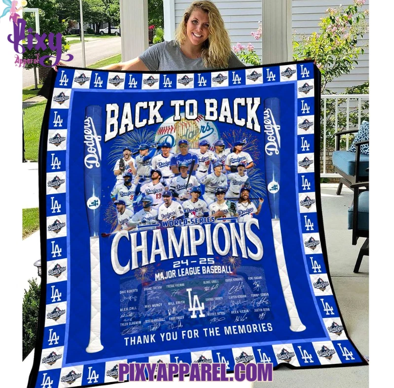Dodgers World Series Champions 24-25 Thank You Quilt Blanket