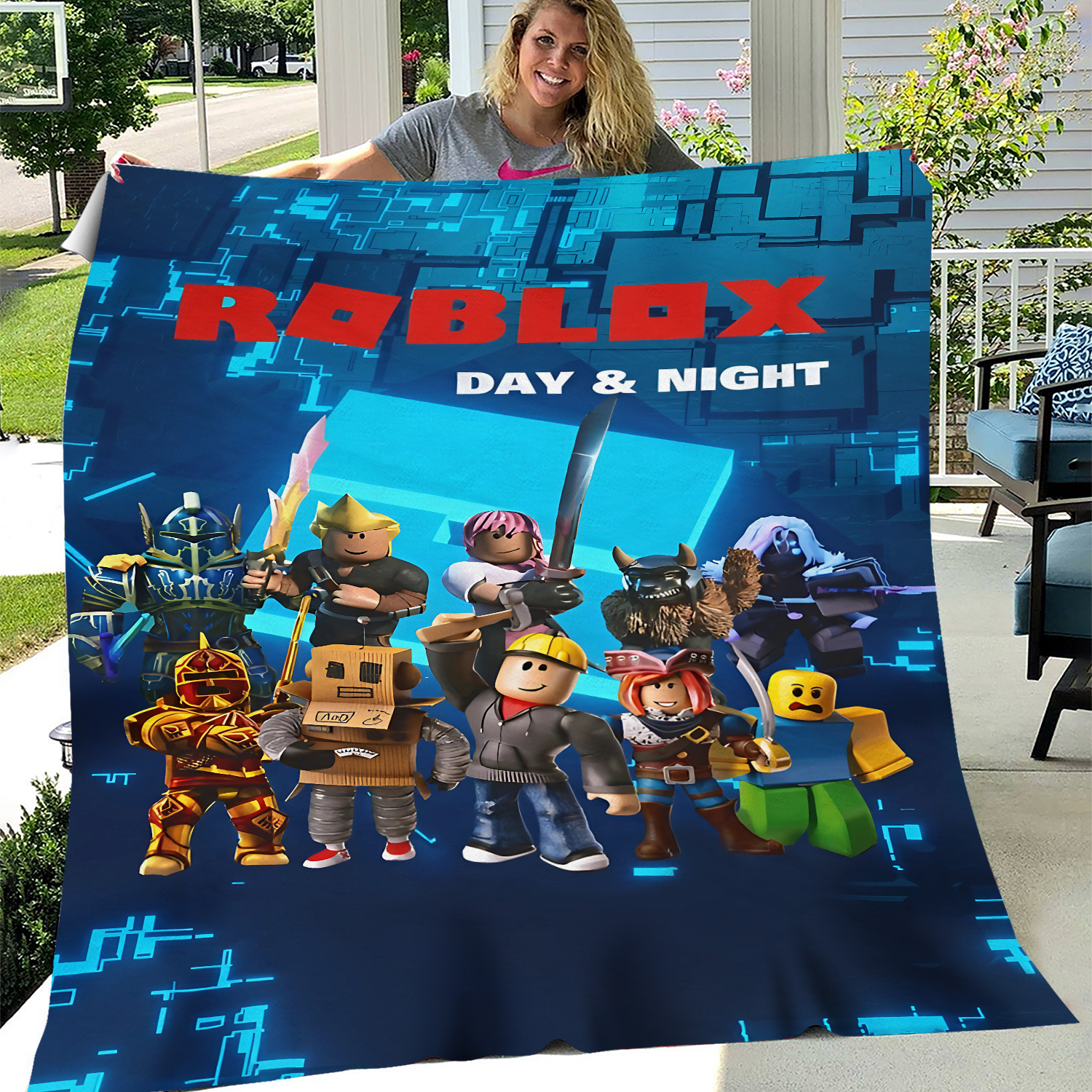 ROBLOX Fleece Blanket Day Night - Soft, Adjustable - Perfect for Game Fans