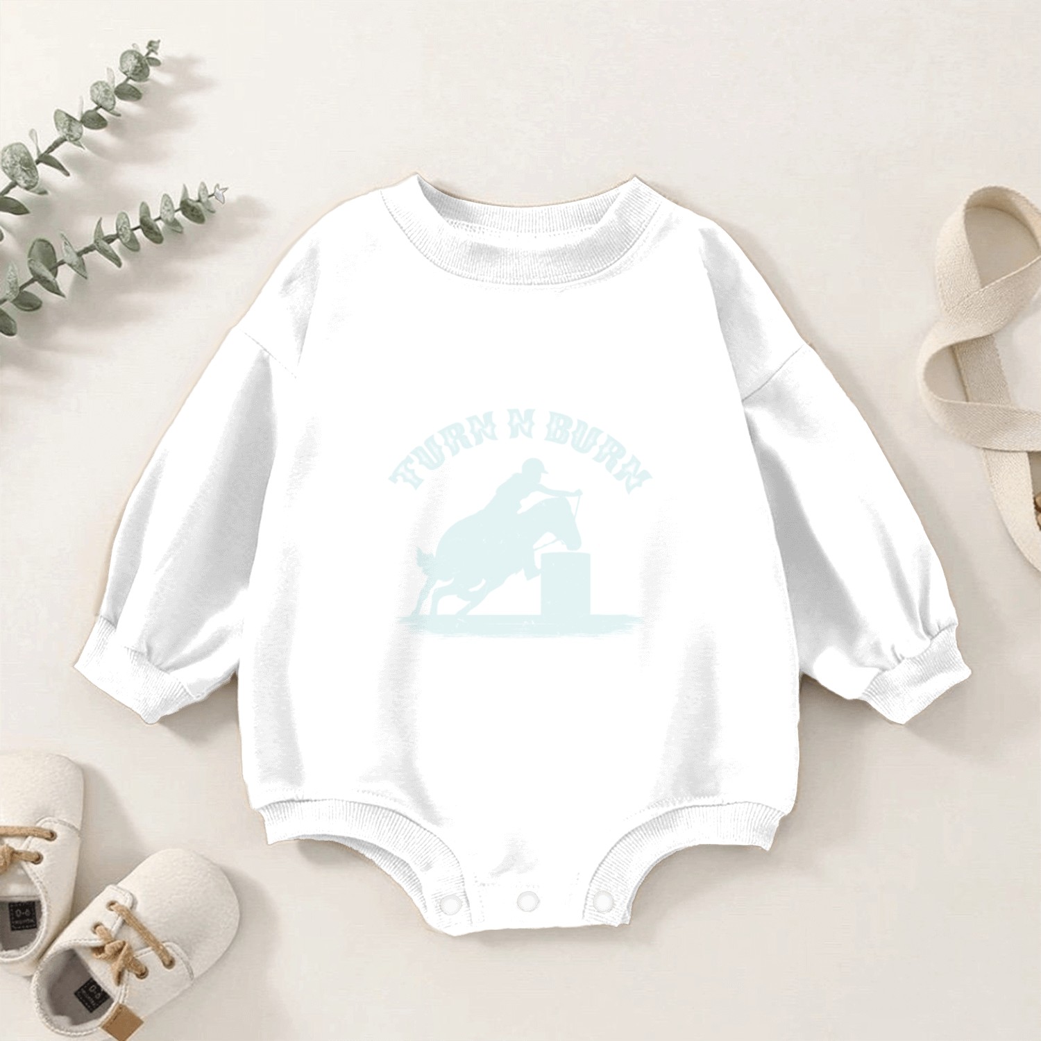 Barrel Racing Racer Rodeo Turn N Burn Quote Gift Baby Romper Sweatshirts