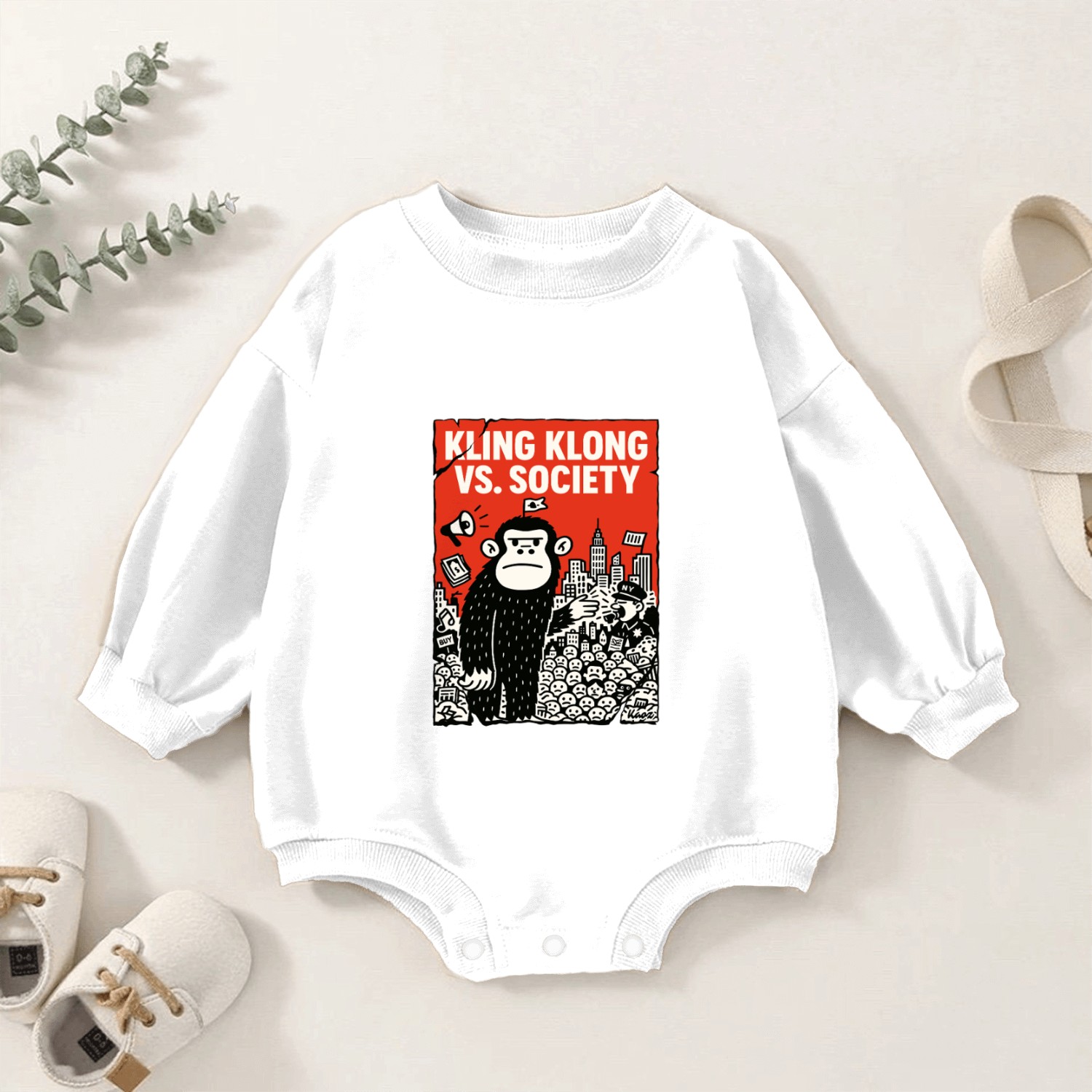 Kling Klong vs. Society – Protest Ape Baby Romper Sweatshirts