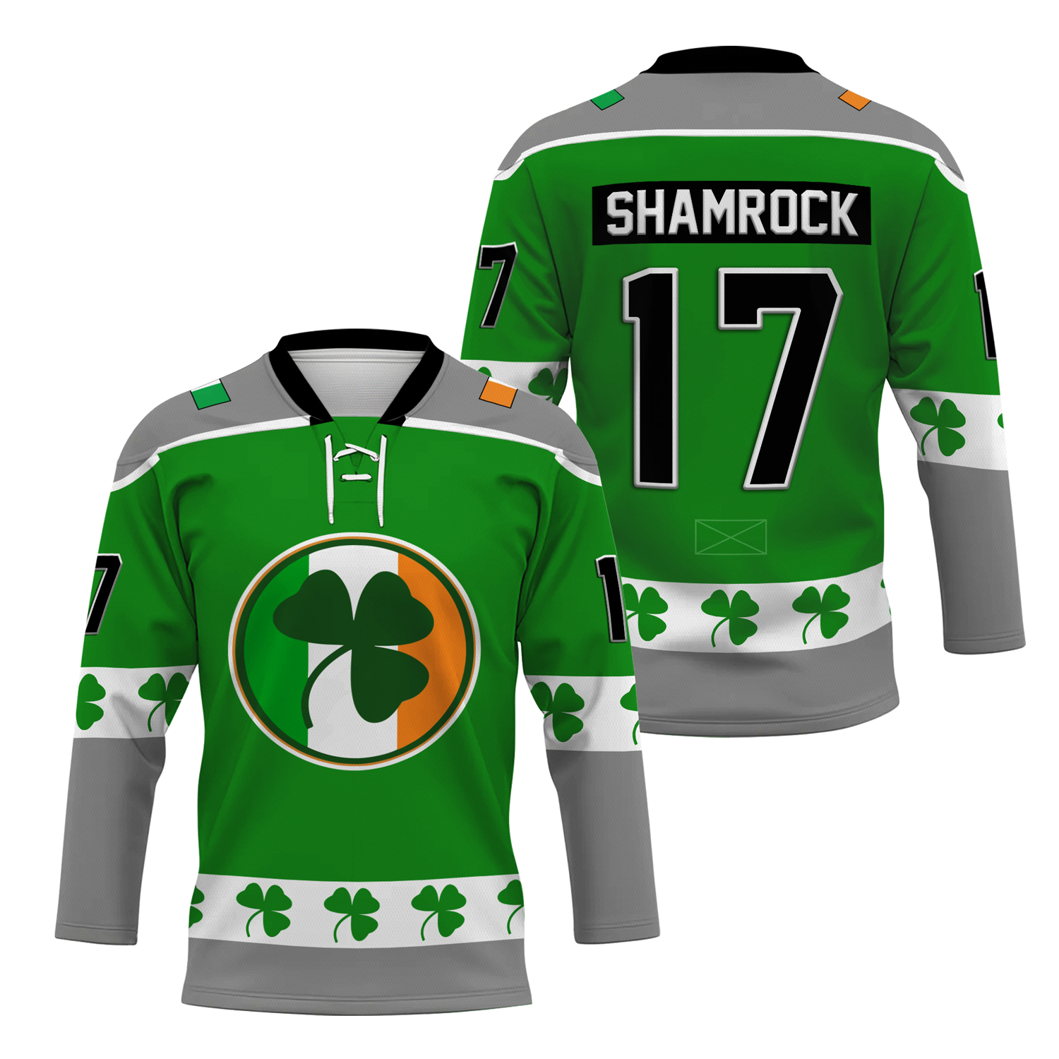 St Patrick's Day Irish Shamrock Green Holiday Hockey Jersey