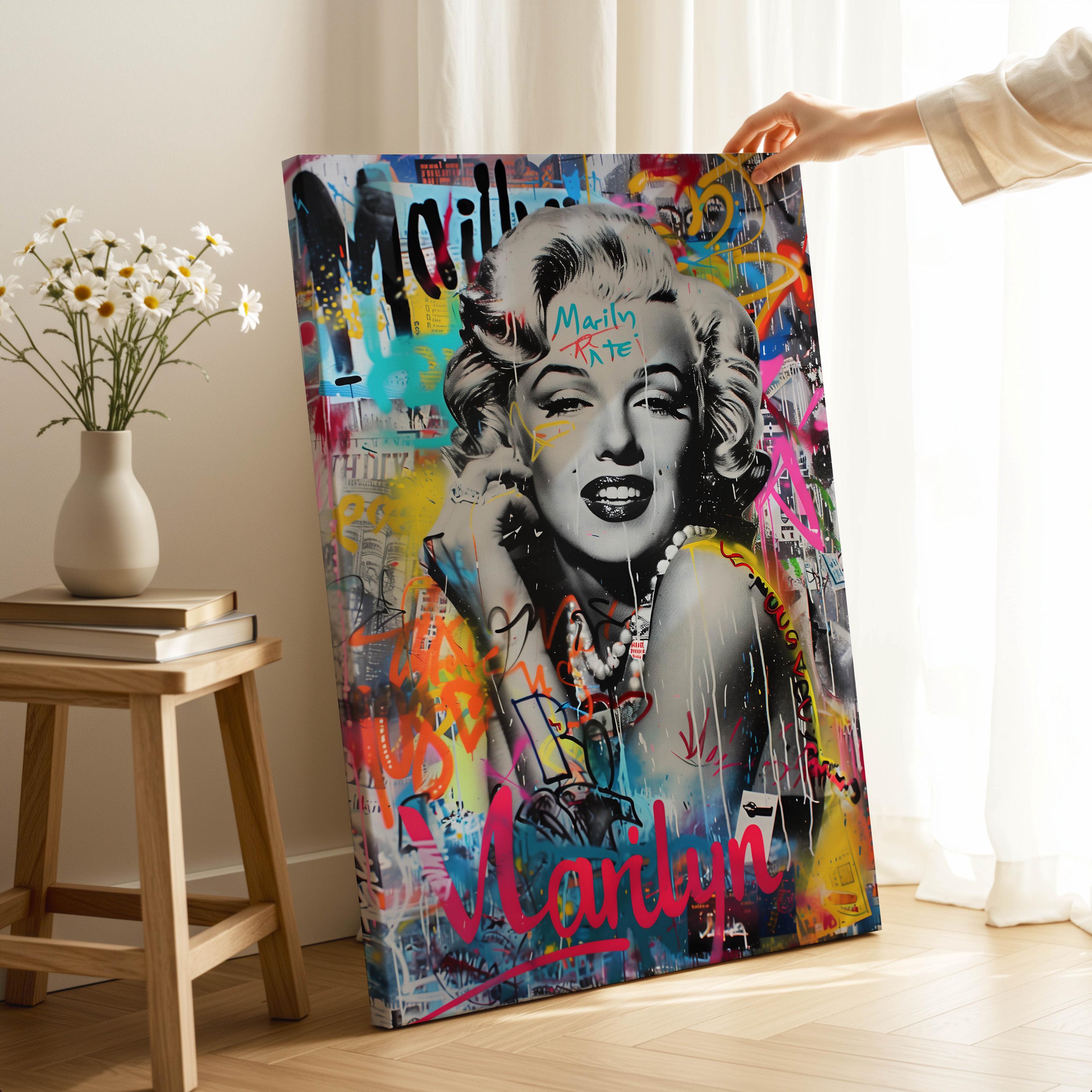 Graffiti Marilyn Monroe Canvas Art: Colorful Pop Street Art, Ready to Hang