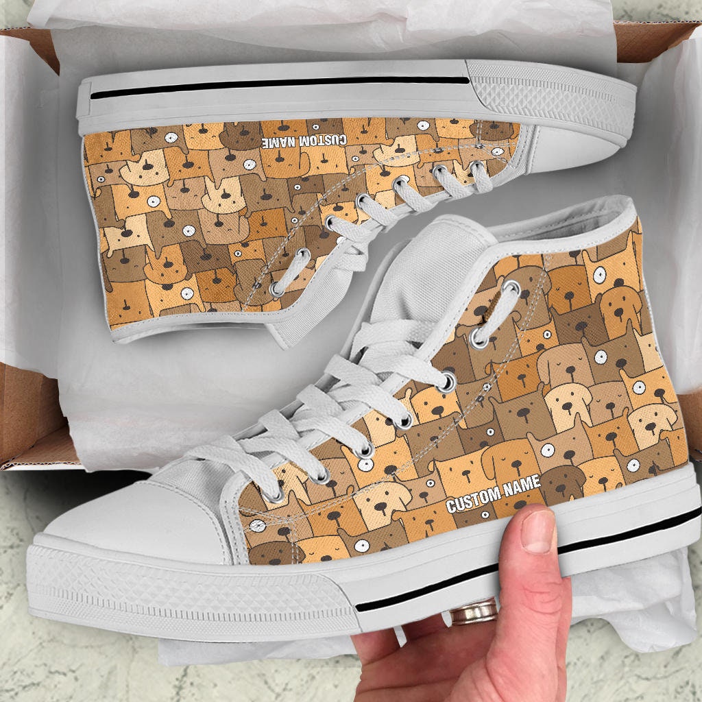 Dog Custom Name High Top Shoes / Dog High Top Sneakers / Dog Custom Print Trainers Shoes / Dog Owner Gift