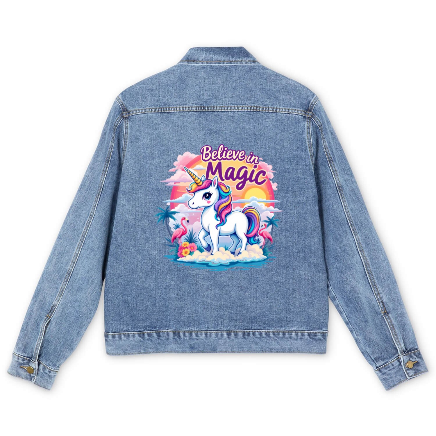 Believe In Magic Unicorn Fantasy Adventure Men's Denim Jackets