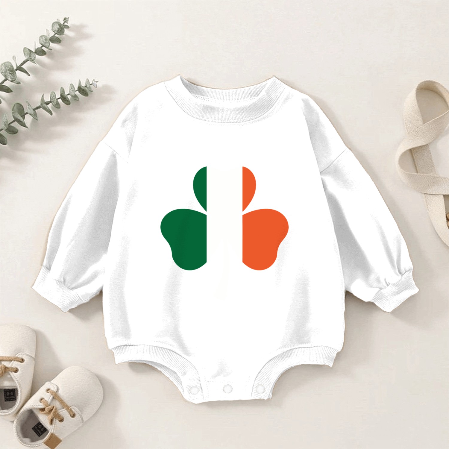 Irish Flag Shamrock Design Baby Romper Sweatshirts