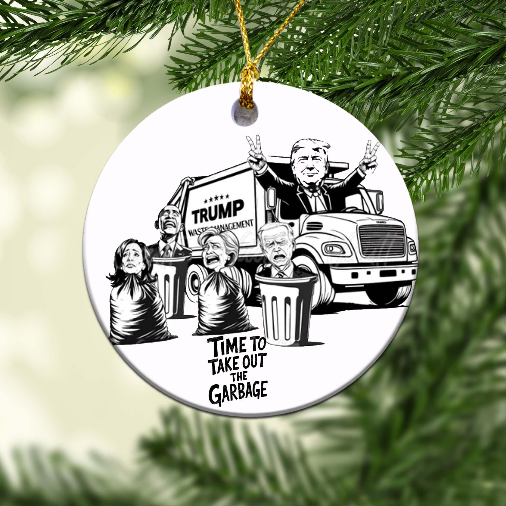 Trump Garbage Truck 2024 Ornaments, Political Humor Top, Trump Ornaments, Trump Garbage Christmas Ornament, 2024 Christmas Ornaments