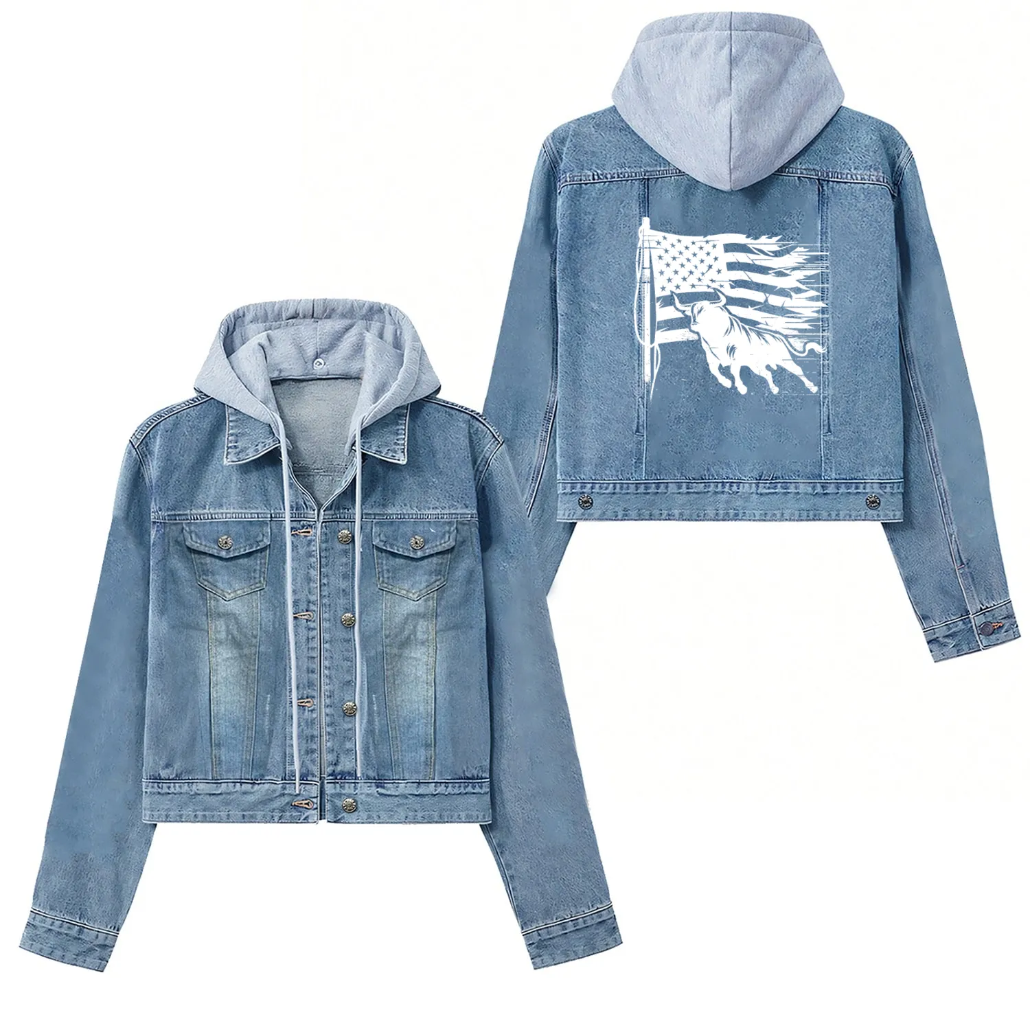 Rodeo Bull Riding Livestock Show Farmer Cattle Women's Denim Jackets