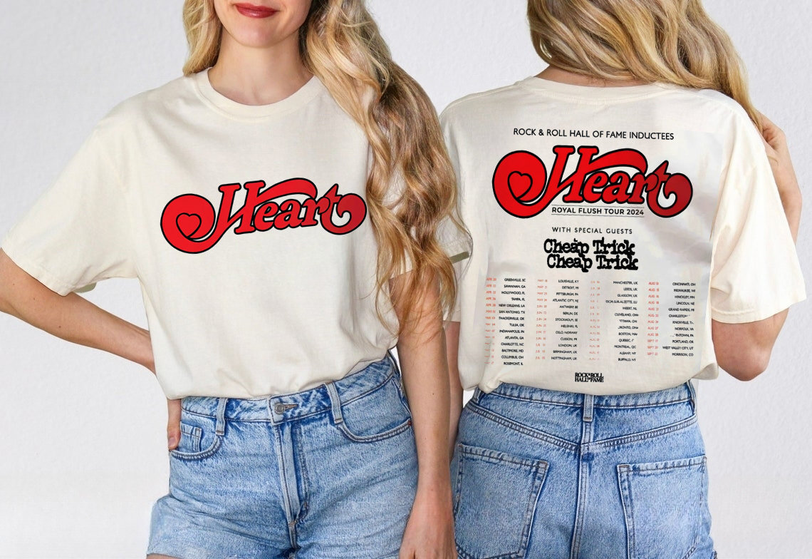 Heart Royal Flush Tour 2024 Tour Comfort Colors Shirt, Heart 2024 Concert Shirt, Heart Rock Band Royal Flush Tour Merch
