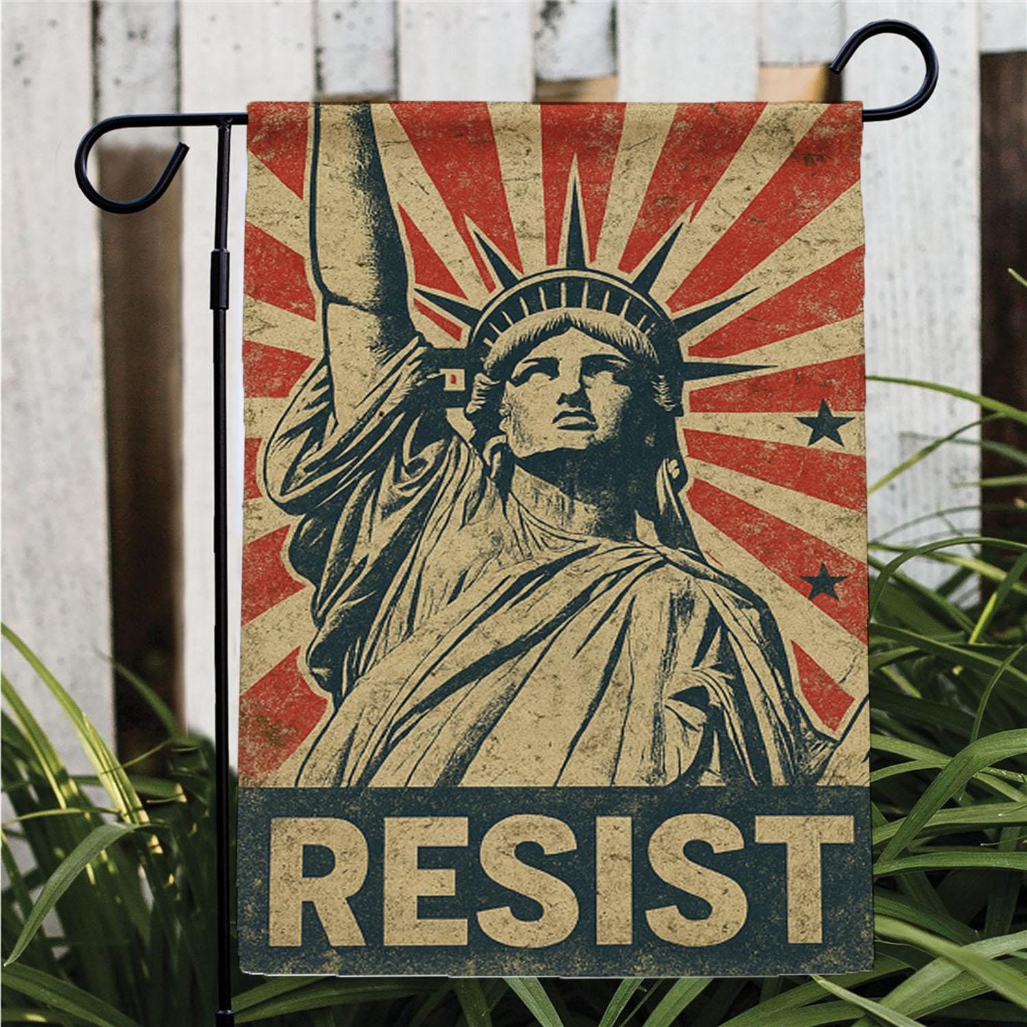 Resist Statue of Liberty Garden Flag, Political Liberal Yard Flag