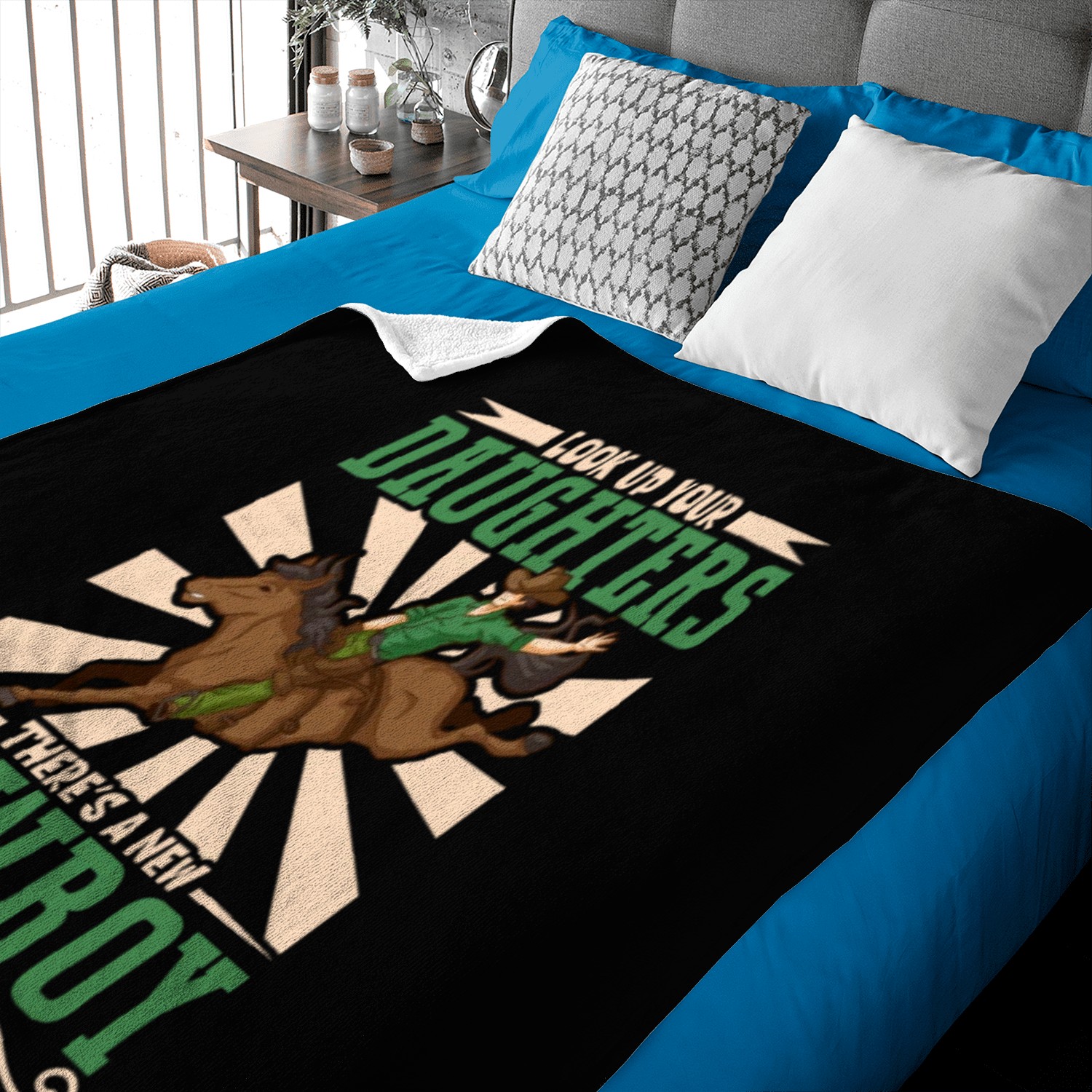 Cowboy Barn Bull Rider Rodeo Country Western Gift Baby Blankets