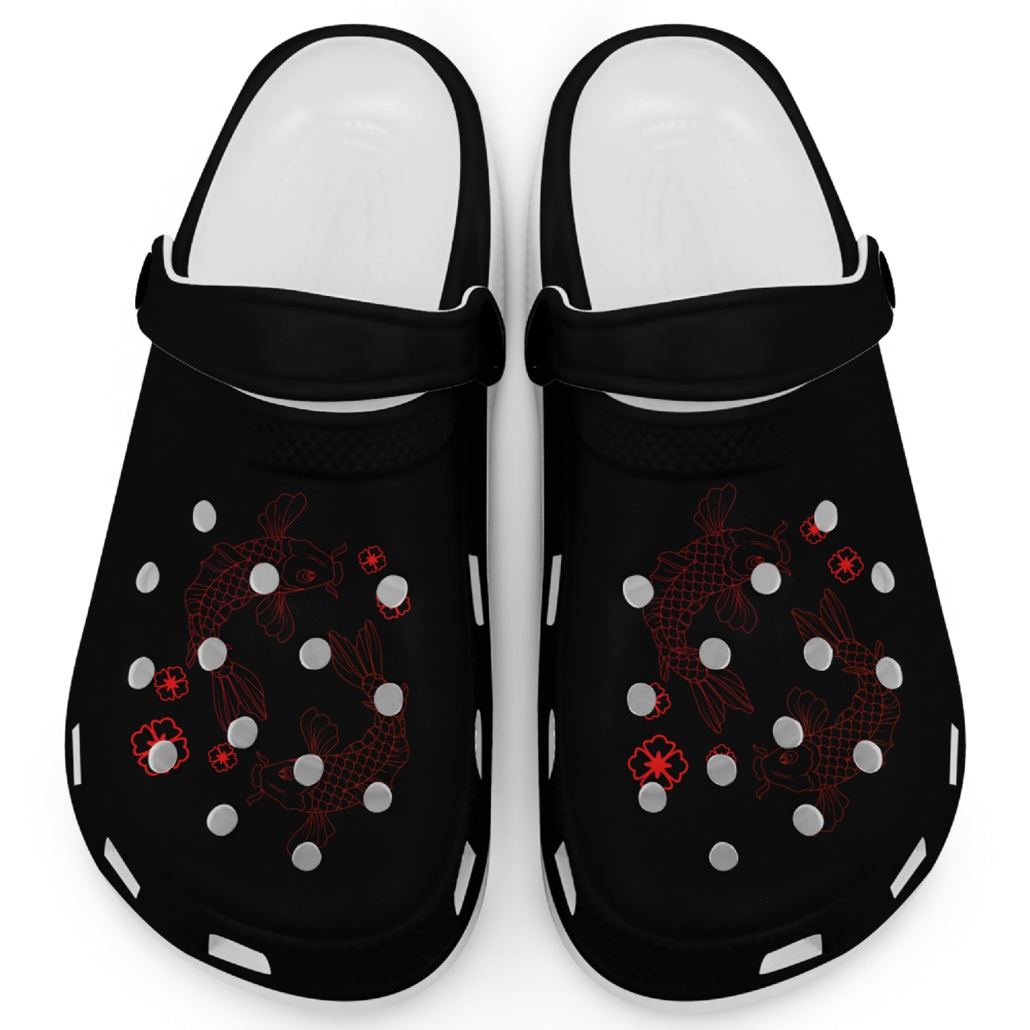 Japanese Koi Fish Carp Graphic Design Clogs