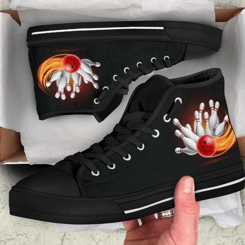 Bowling High Top Sneakers / Bowling Custom Print Trainers Shoes / Bowling High Top Shoes / Bowling Lover Gift